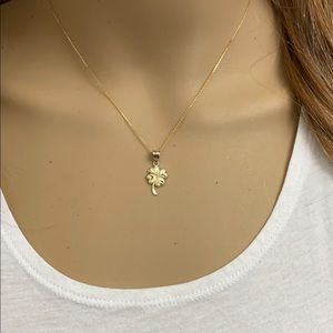 Solid 10k Gold Four Leaf Clover Celtic Pendant Necklace - Yellow, White, or Rose